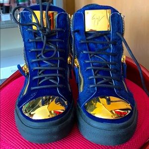 Giuseppe Zanotti Blue and Gold Sneakers